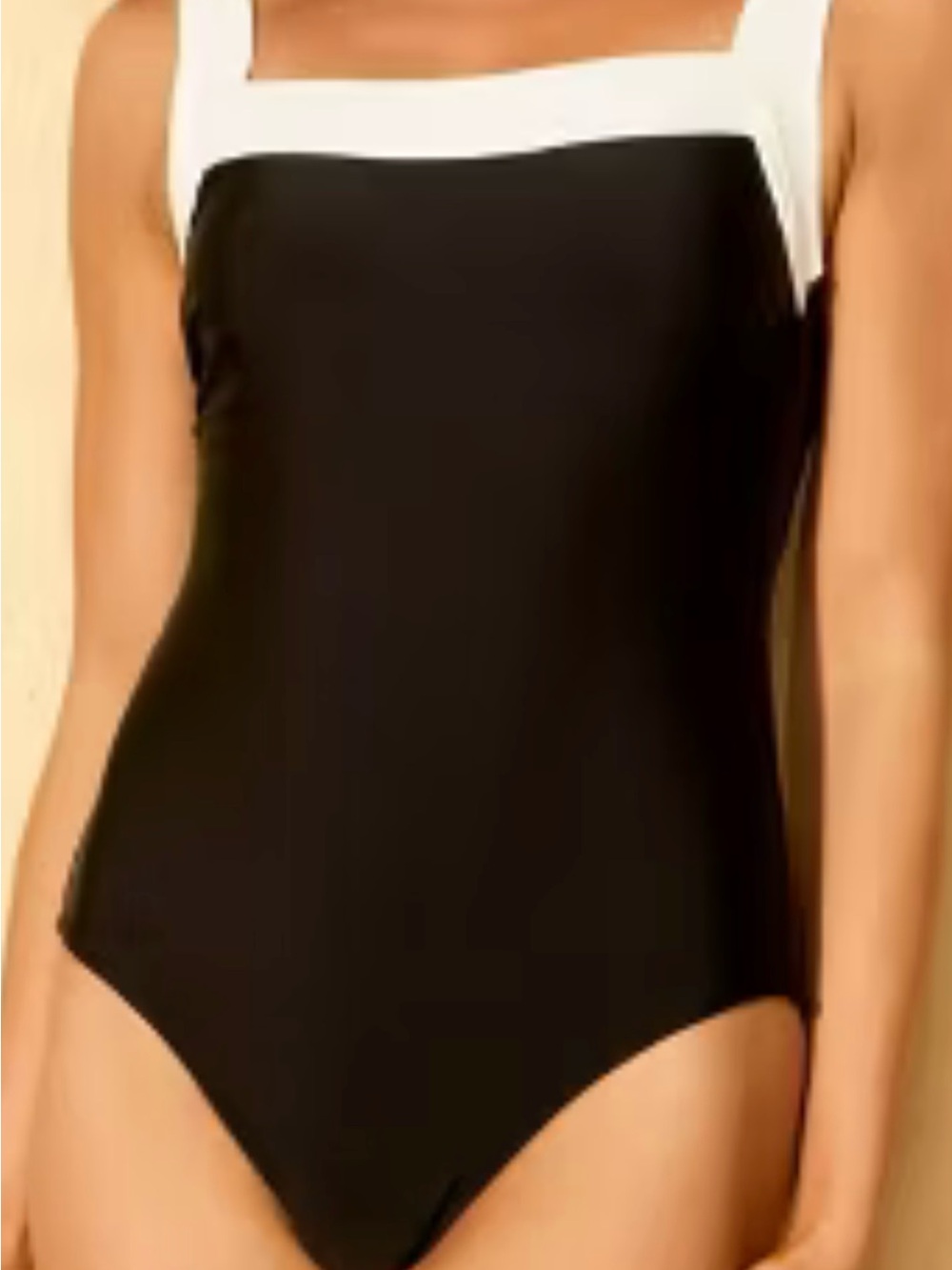 Shade & Shore  Binding Scoop Neck Full Coverage One Piece Swimsuit Black/Cream